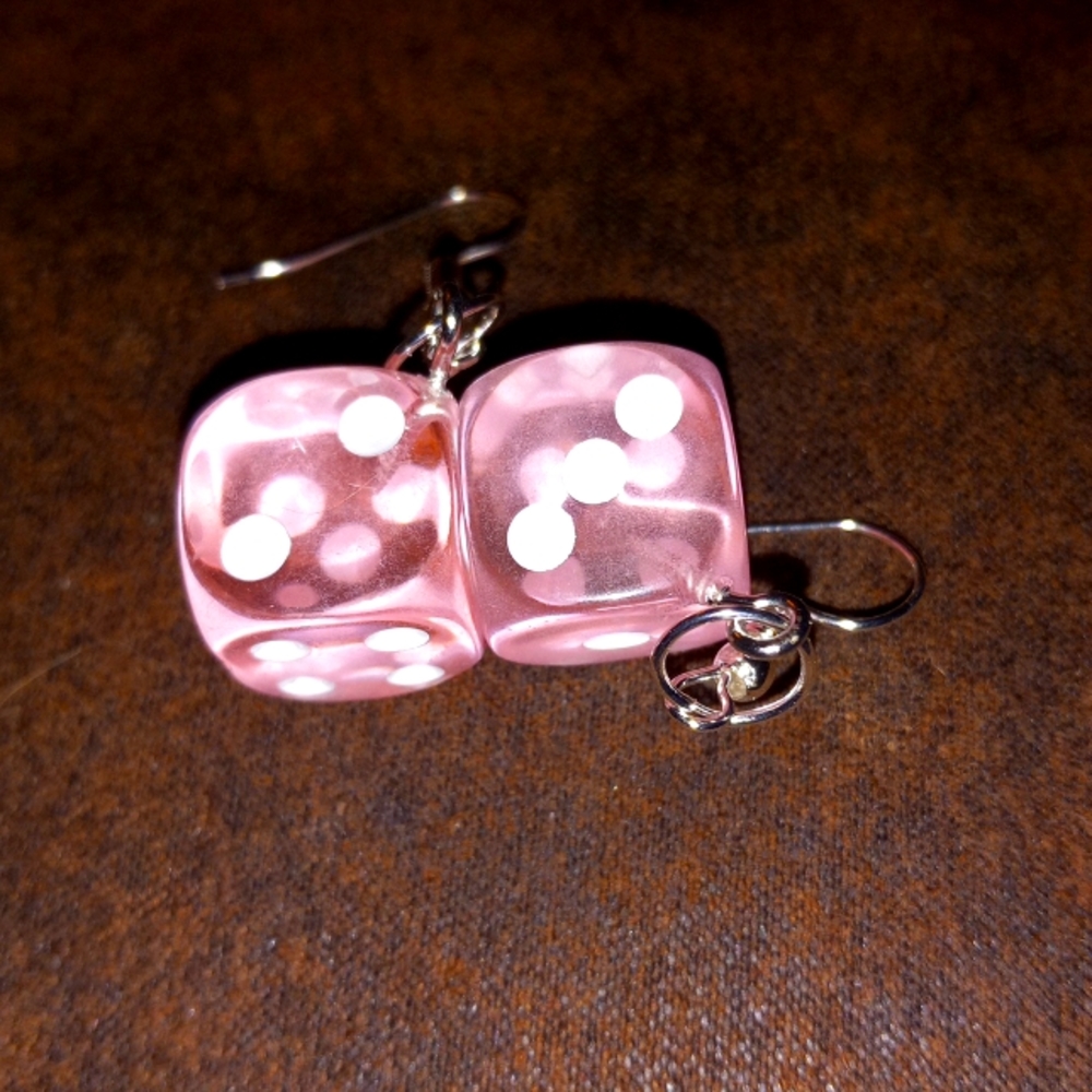 Pink dice 🎲 earrings